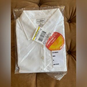 Women’s LLBean shirt sleeve performance polo. NWT. White